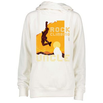 Retro Rockclimbing Sunset Rockclimbing Uncle Gift Womens Funnel Neck Pullover Hood