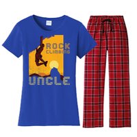 Retro Rockclimbing Sunset Rockclimbing Uncle Gift Women's Flannel Pajama Set