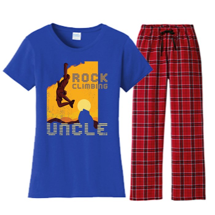 Retro Rockclimbing Sunset Rockclimbing Uncle Gift Women's Flannel Pajama Set