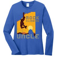 Retro Rockclimbing Sunset Rockclimbing Uncle Gift Ladies Long Sleeve Shirt