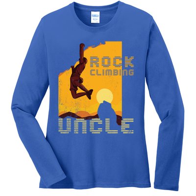 Retro Rockclimbing Sunset Rockclimbing Uncle Gift Ladies Long Sleeve Shirt