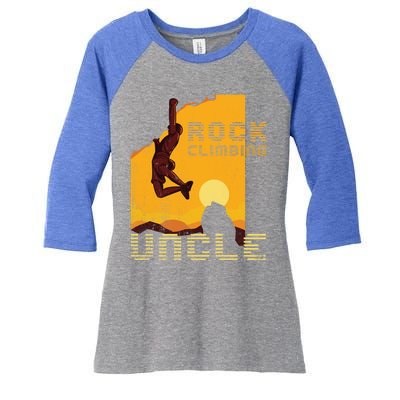 Retro Rockclimbing Sunset Rockclimbing Uncle Gift Women's Tri-Blend 3/4-Sleeve Raglan Shirt