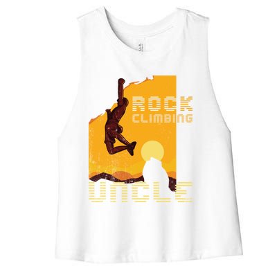 Retro Rockclimbing Sunset Rockclimbing Uncle Gift Women's Racerback Cropped Tank