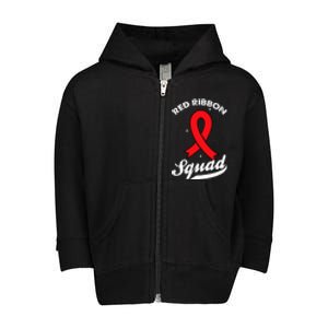 Red Ribbon Support Squad Week Awareness Red Ribbon Week Toddler Zip Fleece Hoodie