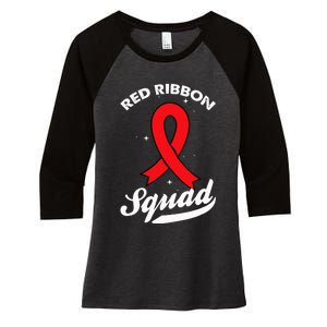 Red Ribbon Support Squad Week Awareness Red Ribbon Week Women's Tri-Blend 3/4-Sleeve Raglan Shirt