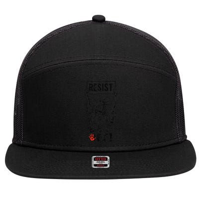 Resist Resistance Statue Of Liberty Hands Off Protest 7 Panel Mesh Trucker Snapback Hat