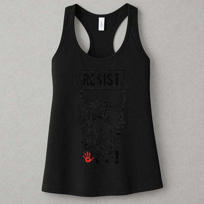 Resist Resistance Statue Of Liberty Hands Off Protest Womens Tank Top