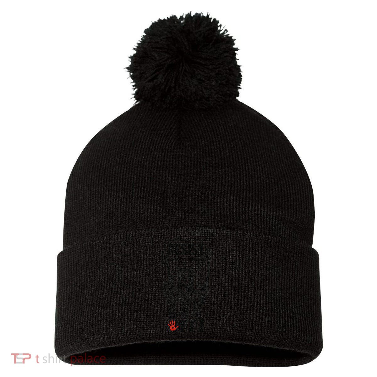 Resist Resistance Statue Of Liberty Hands Off Protest Pom Pom 12in Knit Beanie