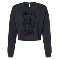 Resist Resistance Statue Of Liberty Hands Off Protest Cropped Pullover Crew