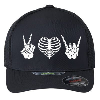 Rock & Roll Skeleton Hand Halloween Music Concert Costume Flexfit Unipanel Trucker Cap