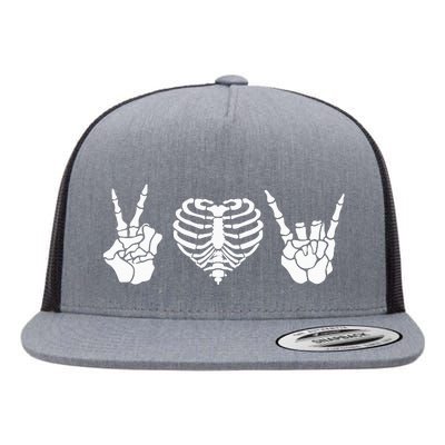 Rock & Roll Skeleton Hand Halloween Music Concert Costume Flat Bill Trucker Hat