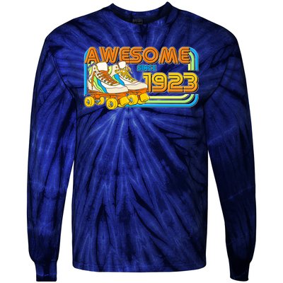 Retro Roller Skates Awesome Since 1923 100th Birthday Tie-Dye Long Sleeve Shirt