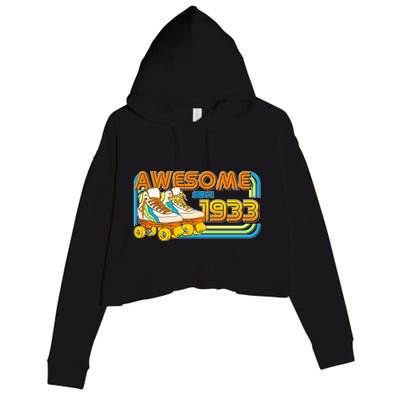 Retro Roller Skates Awesome Since 1933 90th Birthday Crop Fleece Hoodie