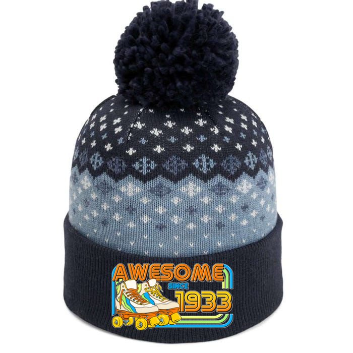 Retro Roller Skates Awesome Since 1933 90th Birthday The Baniff Cuffed Pom Beanie