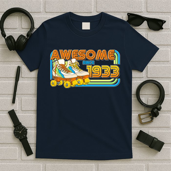 Retro Roller Skates Awesome Since 1933 90th Birthday T-Shirt