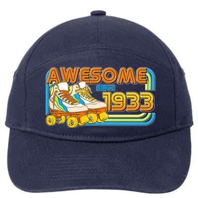 Retro Roller Skates Awesome Since 1933 90th Birthday 7-Panel Snapback Hat