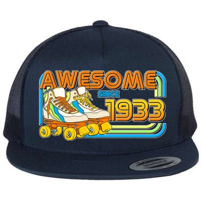 Retro Roller Skates Awesome Since 1933 90th Birthday Flatbill Hat