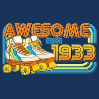 Retro Roller Skates Awesome Since 1933 90th Birthday 16 in Basic Backpack