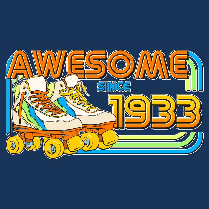 Retro Roller Skates Awesome Since 1933 90th Birthday 16 in Basic Backpack