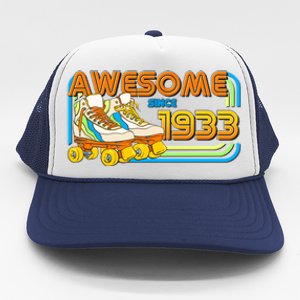 Retro Roller Skates Awesome Since 1933 90th Birthday Trucker Hat