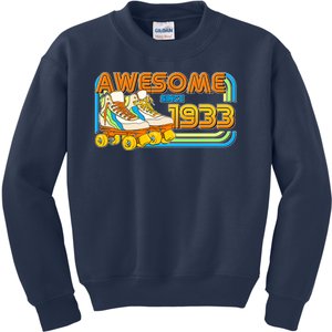 Retro Roller Skates Awesome Since 1933 90th Birthday Kids Sweatshirt