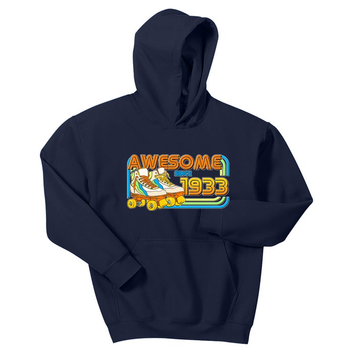 Retro Roller Skates Awesome Since 1933 90th Birthday Kids Hoodie