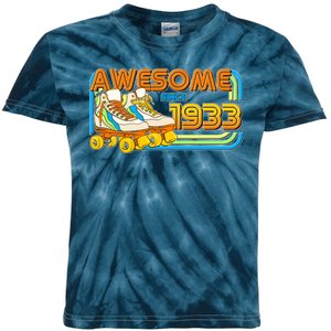 Retro Roller Skates Awesome Since 1933 90th Birthday Kids Tie-Dye T-Shirt