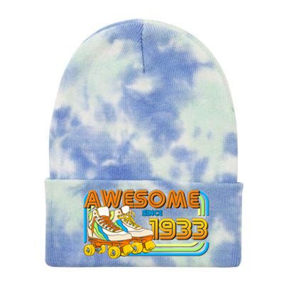 Retro Roller Skates Awesome Since 1933 90th Birthday Tie Dye 12in Knit Beanie