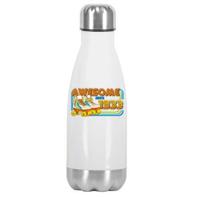 Retro Roller Skates Awesome Since 1933 90th Birthday Stainless Steel Insulated Water Bottle