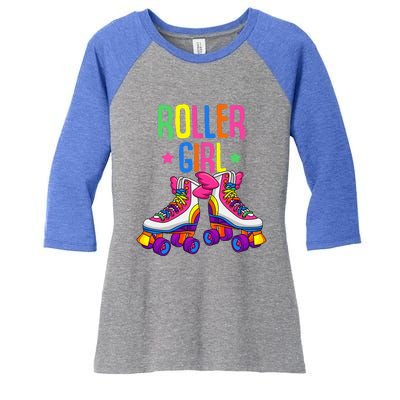 Roller Roller Skates Skating Women's Tri-Blend 3/4-Sleeve Raglan Shirt