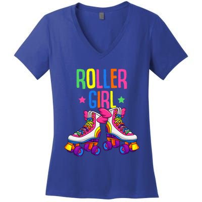 Roller Roller Skates Skating Women's V-Neck T-Shirt