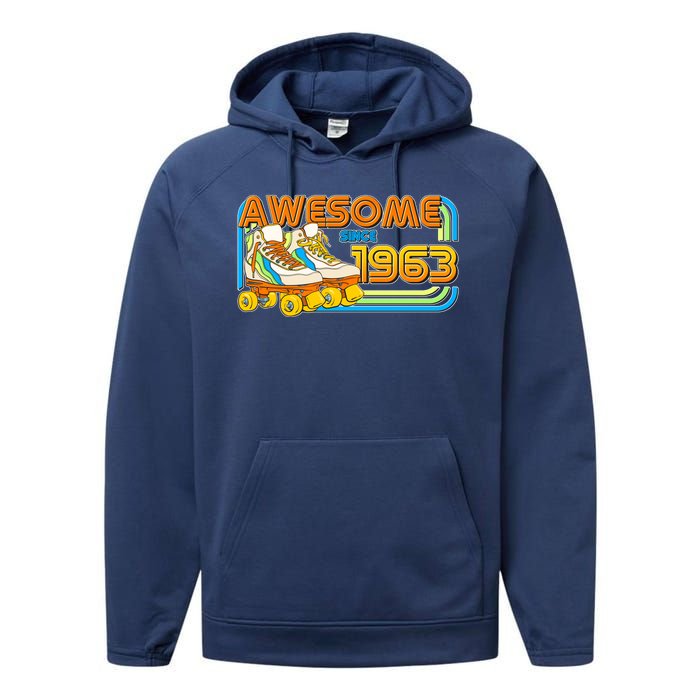 Retro Roller Skates Awesome Since 1963 60th Birthday Performance Fleece Hoodie