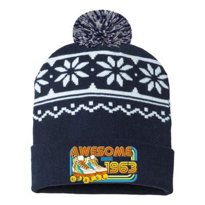 Retro Roller Skates Awesome Since 1963 60th Birthday USA-Made Snowflake Beanie