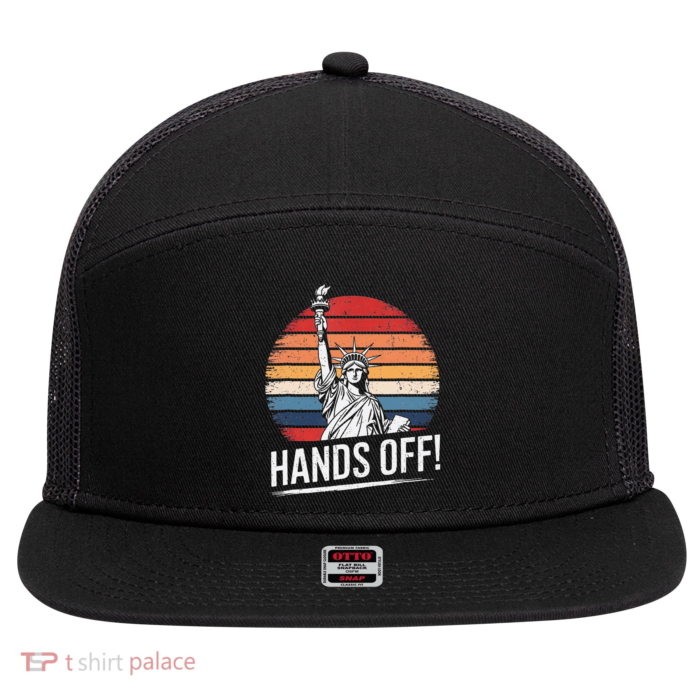 Resist Resistance Statue Of Liberty Hands Off Protest 7 Panel Mesh Trucker Snapback Hat