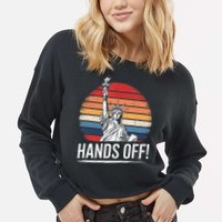 Resist Resistance Statue Of Liberty Hands Off Protest Cropped Pullover Crew