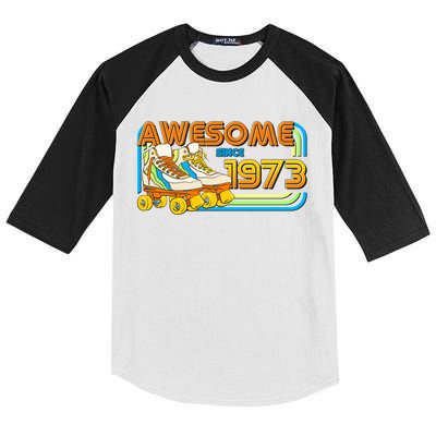 Retro Roller Skates Awesome Since 1973 50th Birthday Kids Colorblock Raglan Jersey