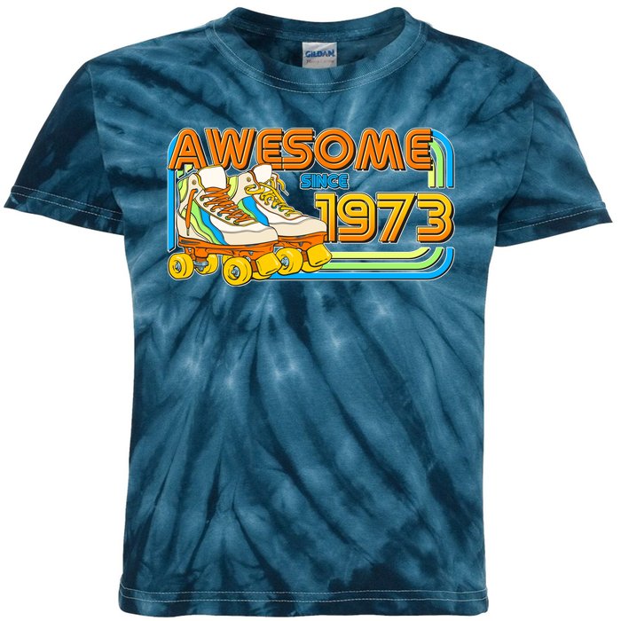 Retro Roller Skates Awesome Since 1973 50th Birthday Kids Tie-Dye T-Shirt