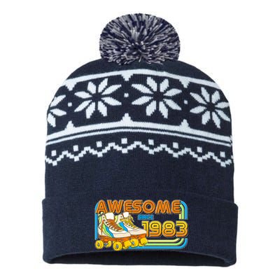 Retro Roller Skates Awesome Since 1983 40th Birthday USA-Made Snowflake Beanie