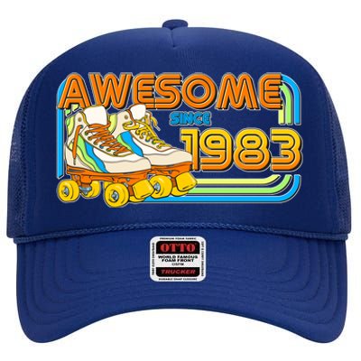 Retro Roller Skates Awesome Since 1983 40th Birthday High Crown Mesh Back Trucker Hat