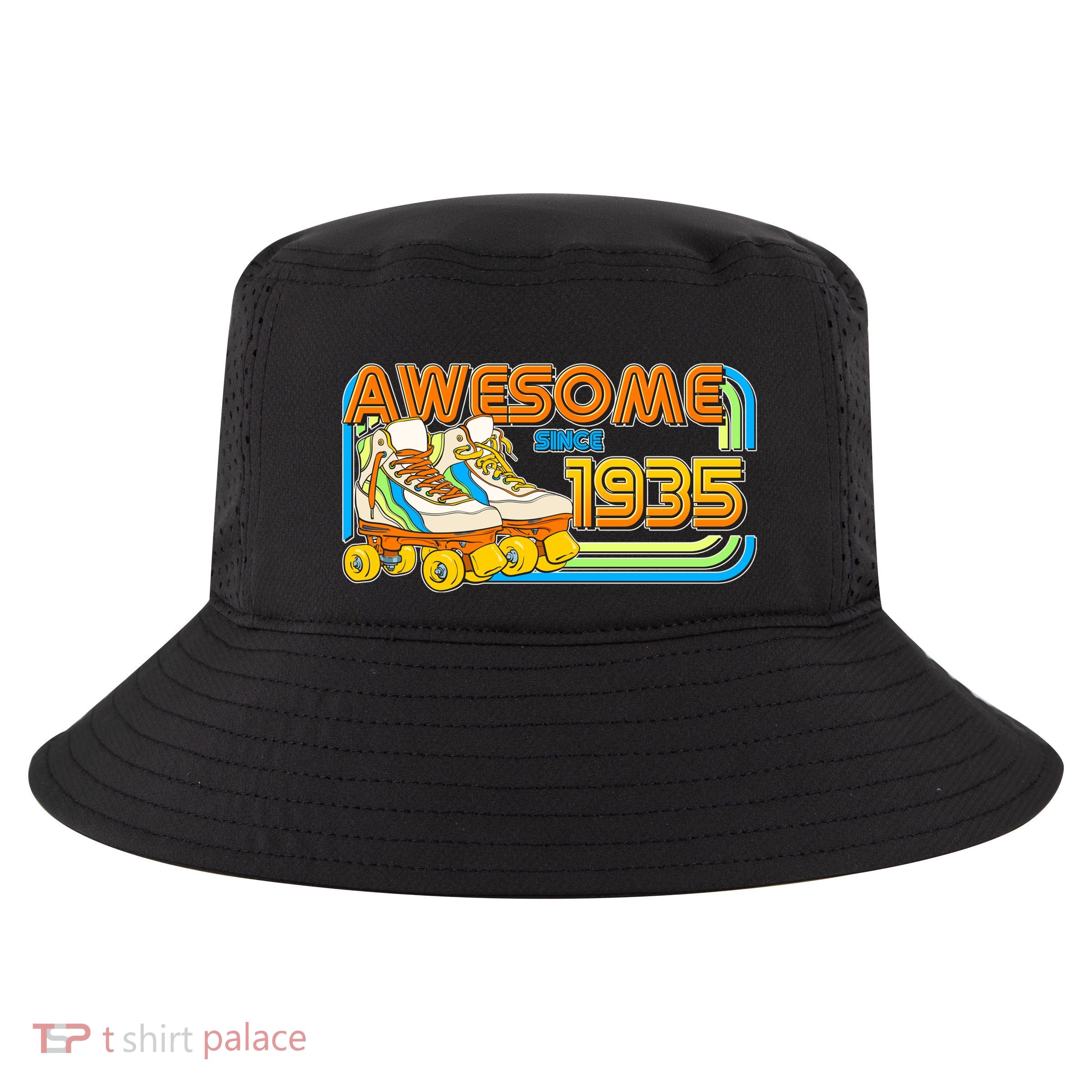 Retro Roller Skates Awesome Since 1935 90th Birthday Cool Comfort Performance Bucket Hat