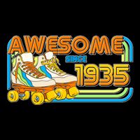 Retro Roller Skates Awesome Since 1935 90th Birthday Flexfit Unipanel Trucker Cap