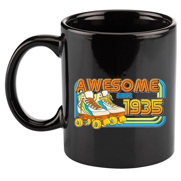 Retro Roller Skates Awesome Since 1935 90th Birthday 11oz C Handle Ceramic Mug