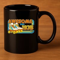 Retro Roller Skates Awesome Since 1935 90th Birthday 11oz C Handle Ceramic Mug