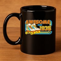 Retro Roller Skates Awesome Since 1935 90th Birthday 11oz C Handle Ceramic Mug