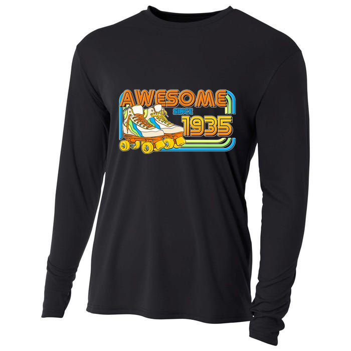 Retro Roller Skates Awesome Since 1935 90th Birthday Cooling Performance Long Sleeve Crew