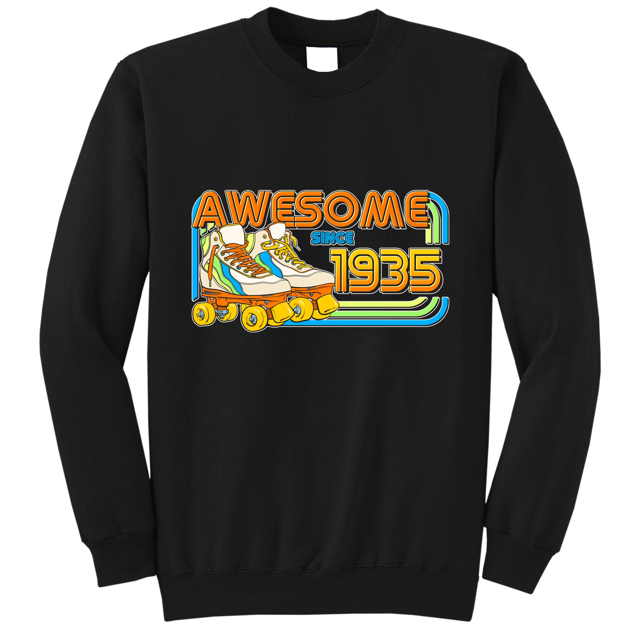 Retro Roller Skates Awesome Since 1935 90th Birthday Tall Sweatshirt