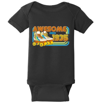 Retro Roller Skates Awesome Since 1935 90th Birthday Baby Bodysuit