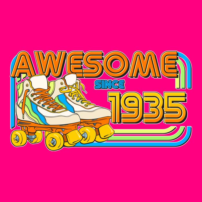 Retro Roller Skates Awesome Since 1935 90th Birthday Zip Tote Bag