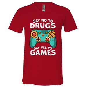 Red Ribbon Squad Week Say No to Drugs Say Yes to Video Games V-Neck T-Shirt