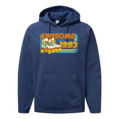 Retro Roller Skates Awesome Since 1993 30th Birthday Performance Fleece Hoodie